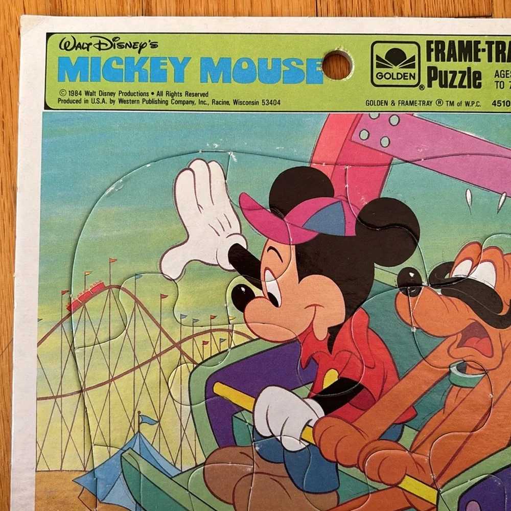 Vtg Disney Bundle 1 Micky Mouse 1 Donald Duck & Daisy Golden FrameTray Puzzles